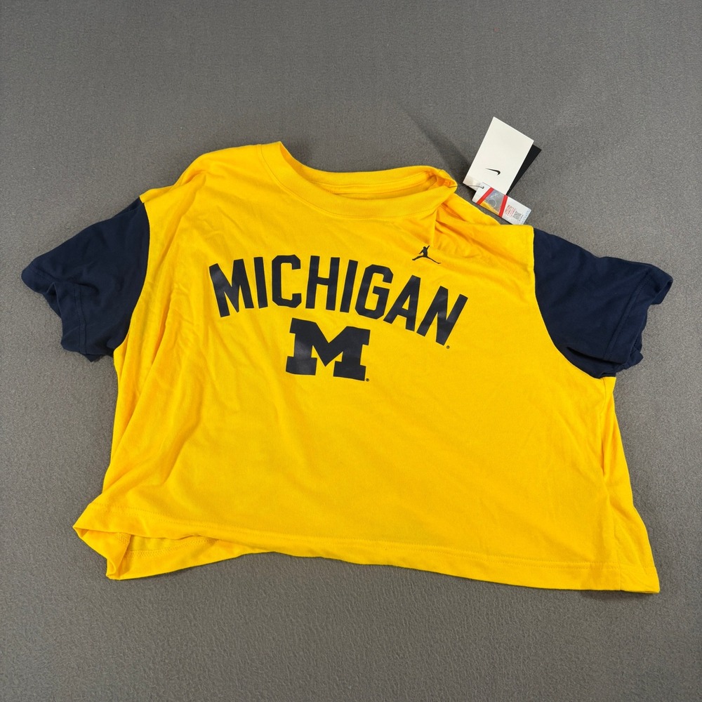 Jordan Michigan Wolverines Crop Top Womens XL Yellow Navy 0JD4-09SK-MWN-KMG